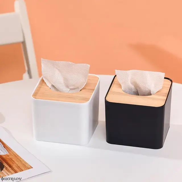 Új Modern Fa Szalvétatartó Négyzet Alakú Műanyag Szövet Doboz Tok Otthoni Konyhai Papír Tartó Tároló Kiegészítők - Image 4