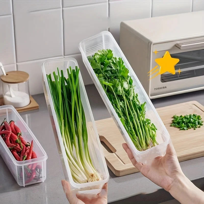 Reusable plastic vegetable storage container, square, hand wash, multi-purpose, clamshell, crisper, suitable for herbs 3