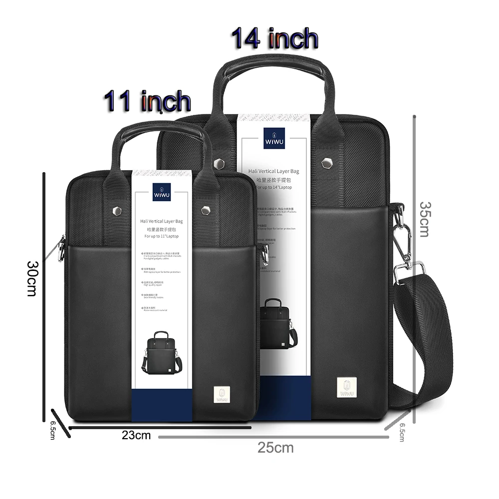 Wiwu-bolsa de Ombro Portátil Impermeável Bolsa Vertical para Macbook Air Pro 13 14 Polegada Ipad Pro 11 Air Multi-bolsos Cases - Imagem 5