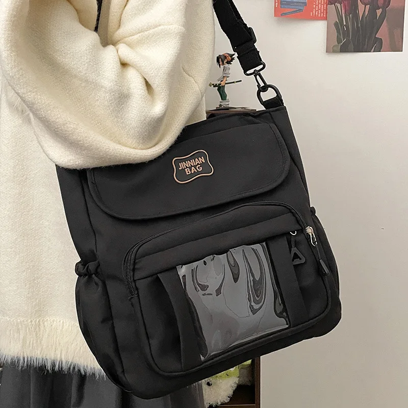 Shoulder Bag NEW Canvas Solid Color Zipper Large Capacity Storage Bag Daily Commuter Tote Student Schoolbag Personality Handbag