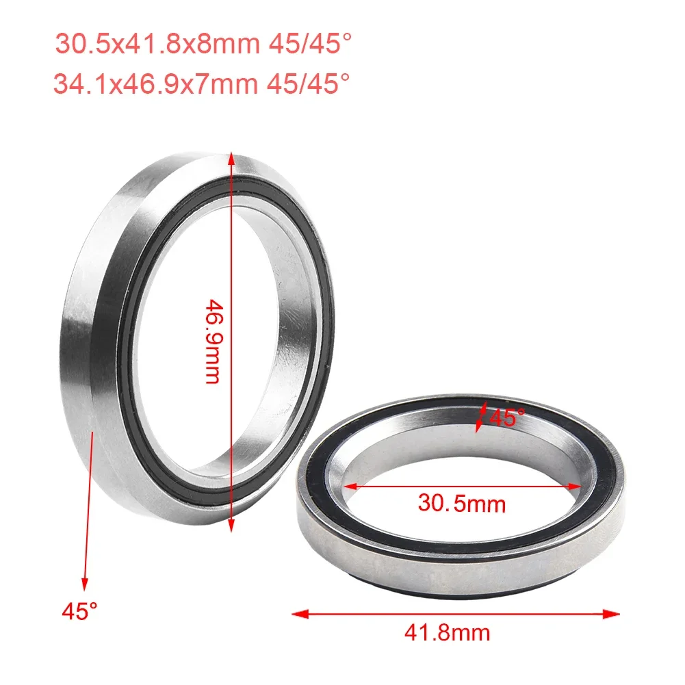 2pcs Bike Headset Upper And Lower Bearing MH-P22 34.1x46.9x7mm MH-P08H8 30.5x41.8x8mm 45&deg; For FOCUS CAYO MARES Steel Beaings bike headset bearings