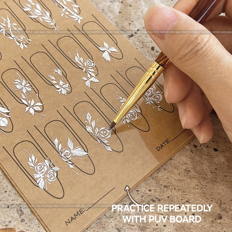 4/8/12枚入りネイルアート練習用紙テンプレートブックセット