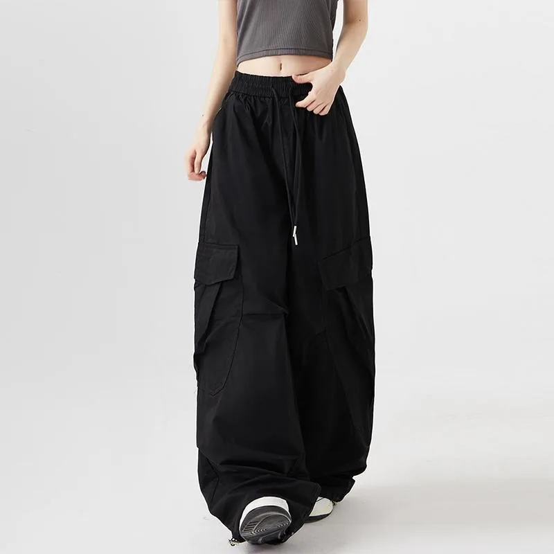 Deeptown Harajuku Green Cargo Pants Women Vintage Parachute Baggy Trouser Japanese Streetwear Oversize Sweatpants Fashion Autumn