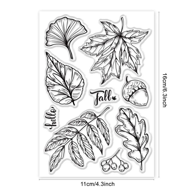 Silicone Clear Stamp Maple Leaf Acorn Fallen Leaf for Scrapbook Journal Clear Rubber Stamps