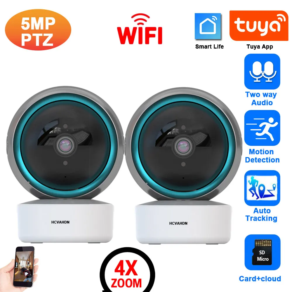 Tuya chytrá život domácí záruka kamera systém bezdrátový 5MP WIFI CCTV PTZ IP video pozorování kamera 2 způsob audio děťátko monitor 2K