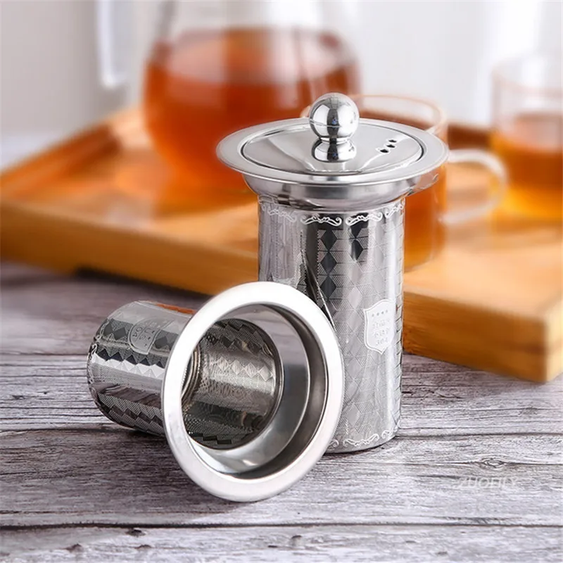 Tea Infuser Tea Strainer Tea Filter Stainless Steel Cylindrical Tea Infuser for Teapots Mugs Fine Mesh Tea Leaves Spice Strainer Diffuser Filter Kitchen Accessories