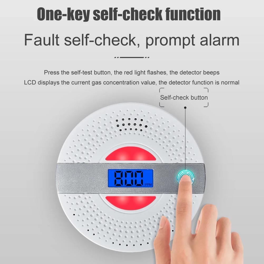 Carbon Monoxide Alarm Carbon Monoxide Detector 2 in 1 Co Smoke complex Alarm Carbon Monoxide Detector Voice Warn Sensor Home Security Protection High Sensitive 85 db loud