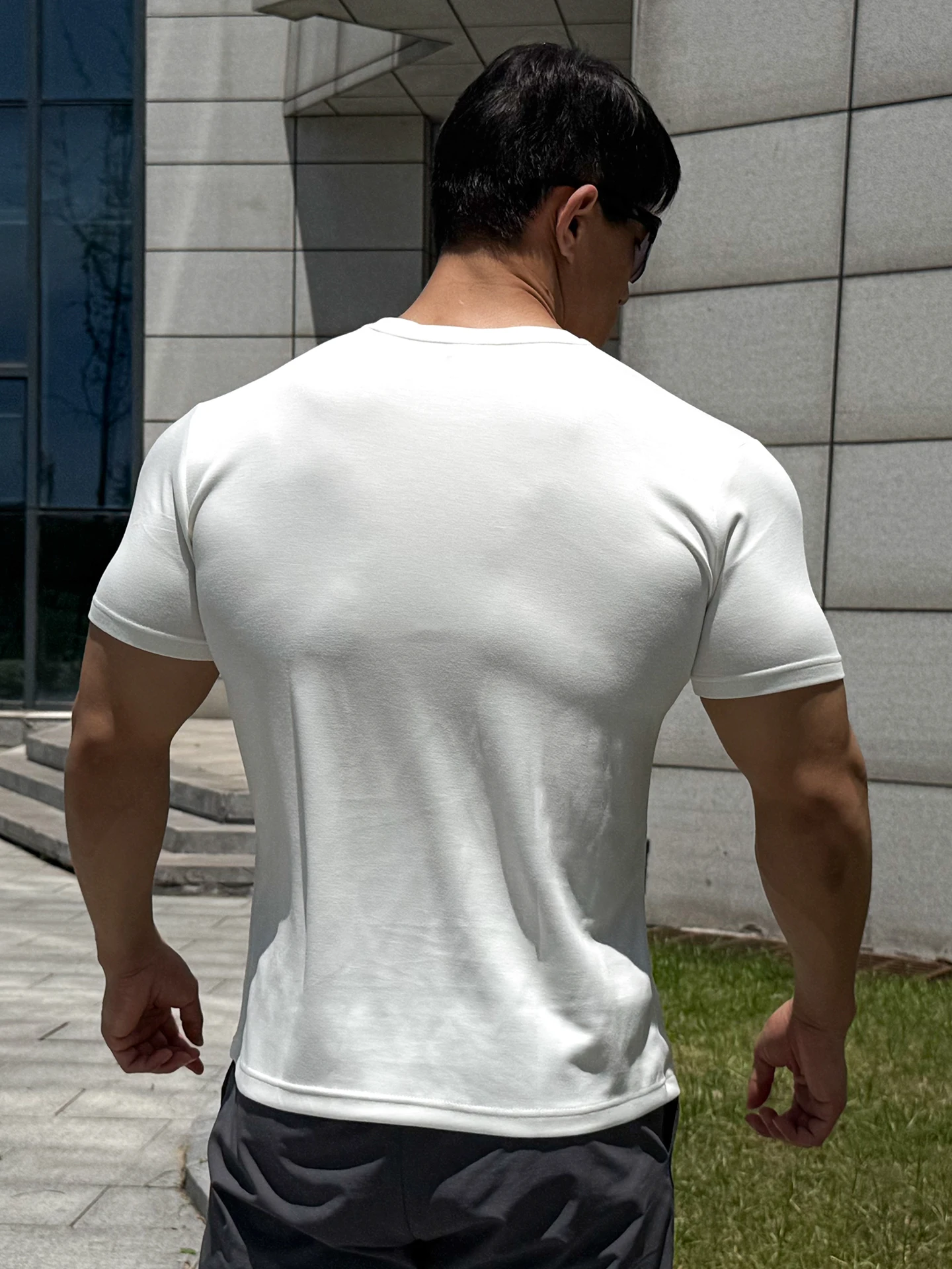 Orgn 남성용 피트니스 셔츠 반팔 트레이닝 스포츠웨어 캐주얼 클린핏 티셔츠 통기성 속건 수분 흡수 탄력성