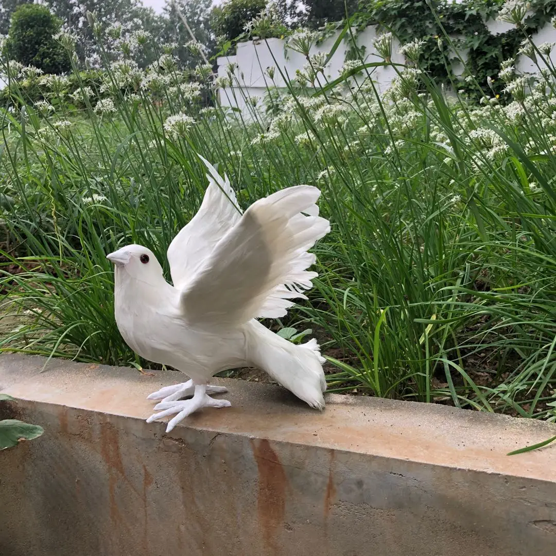 

cute wings simulatioin pengion model foam&furs white dove bird garden decoration gift about 23x35x16cm xf2869