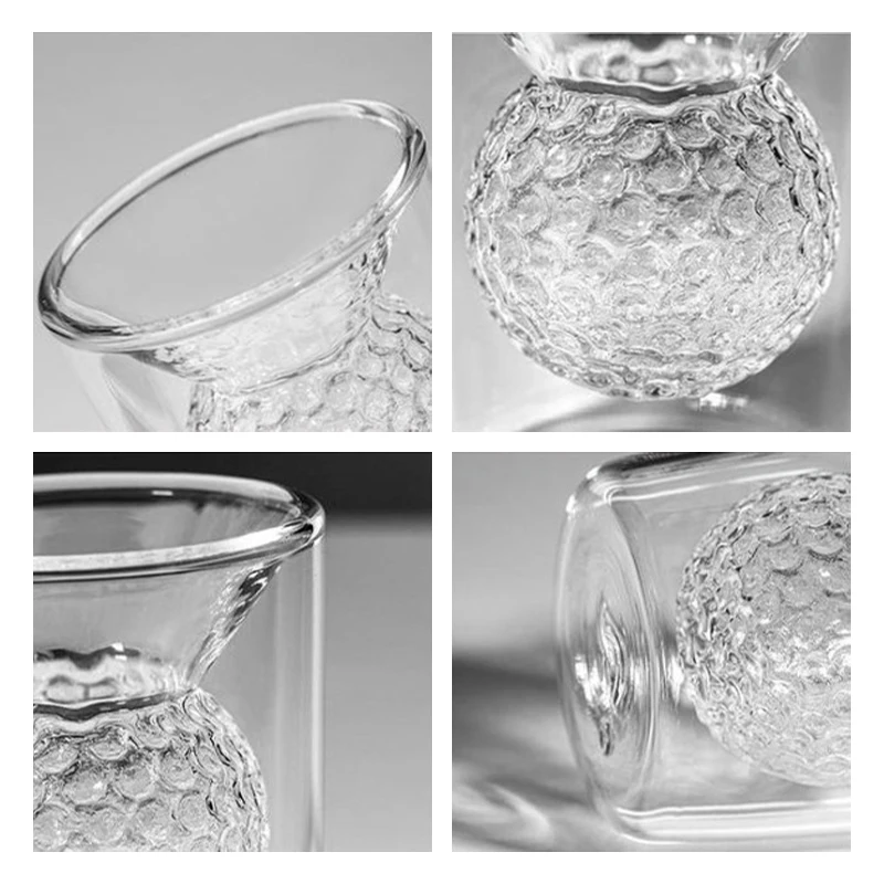Description Picture 3 of item50ml Golf Ball Shape Double-layer Thickened Glass Cup Clear Wine Tea Water Mug Whiskey Cocktail Shot Glasses