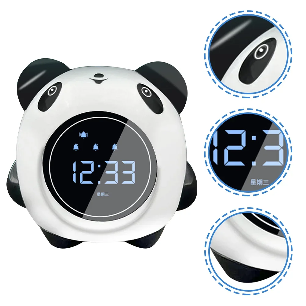 

Panda Alarm Clock Digital Wake Toddlers Desks Sleep Training Light Kawaii Clock Digital Led Clock for Kids Boys Girls Child