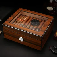 Cigar Humidor Box Cedar Wood With Humidifier Hygrometer Storage Case Super Large Capacity Hold 60 Cigars 1