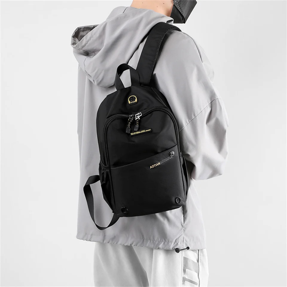 New Waterproof Oxford Men Backpack Zipper School Bags For Teenagers Small Shoulder Backpack Male Multifunction Rucksack 3