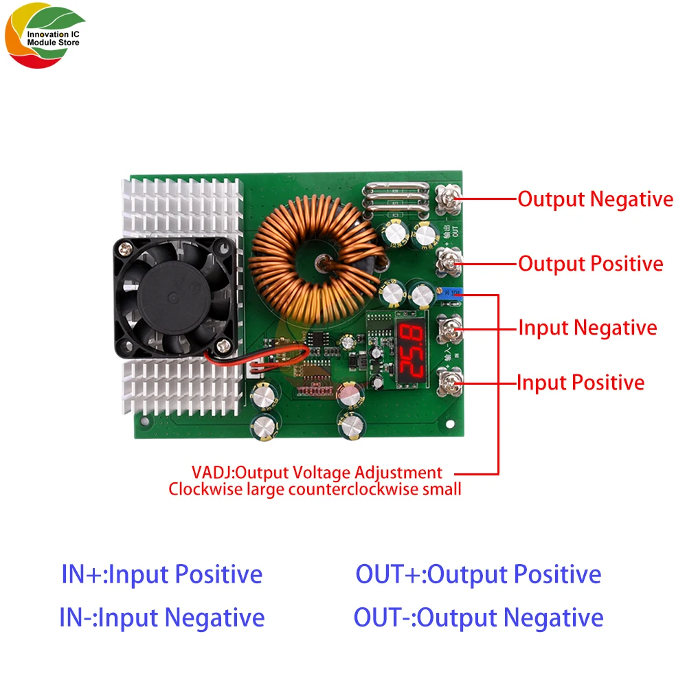 

1000W DC DC Adjustable Step-down Buck Voltage Converter Module Digital Voltmeter with Led Display