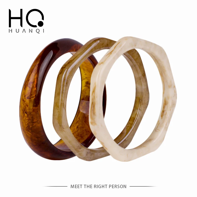Vintage Resin Acrylic Geometric Bangle Bracelet for Women