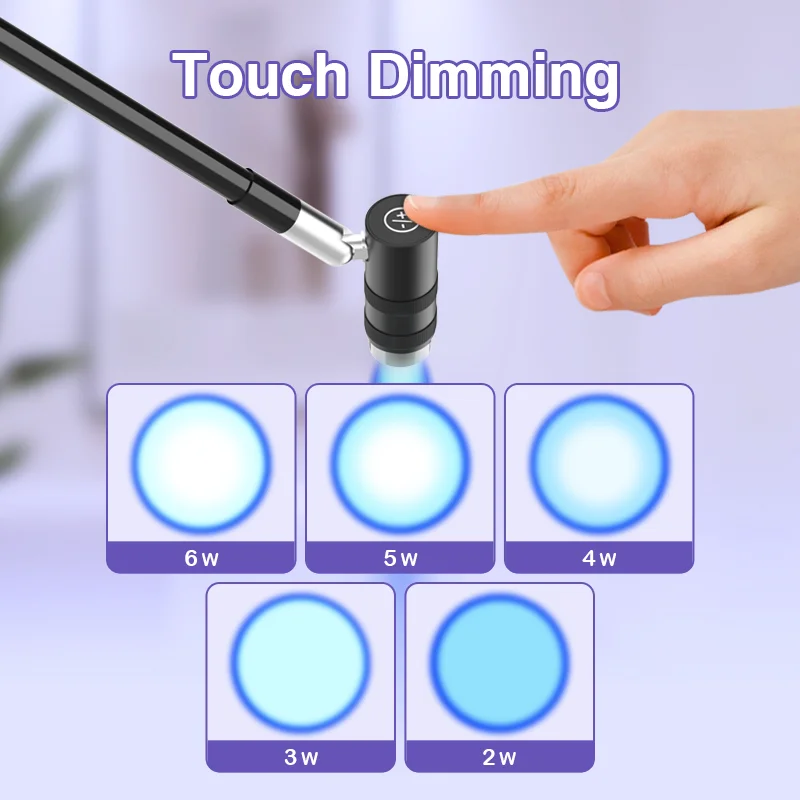 LED UV Lashing Light Lamp 6W Adjustable Power Eyelash Extension UV Gel Glue Fast Dryer with Foot Pedal