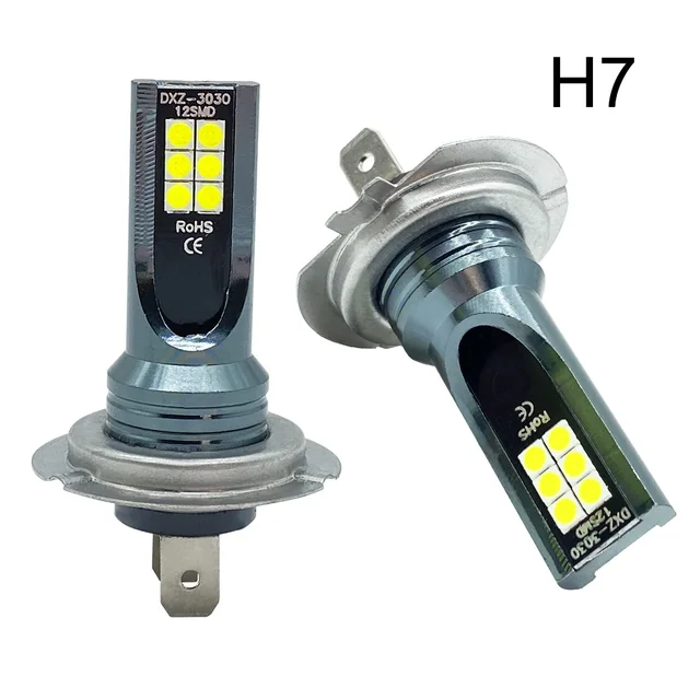 2Pcs H4 H7 LED ไฟหน้า H11 H8 H9 H10 H1 H3 รถหมอกหลอดไฟ 9005 9006 ขับรถอัตโนมัติวิ่งโคมไฟ 12000LM 80W 12V 3