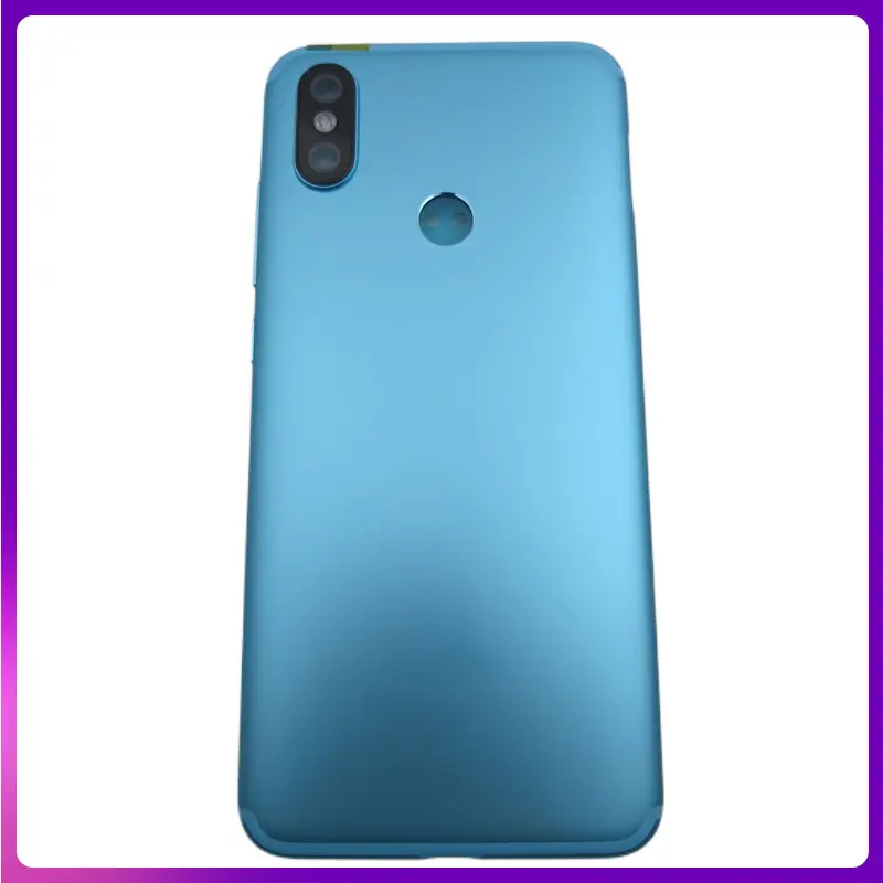 

For Xiaomi Mi A2 / Mi 6X Metal Battery Cover Rear Door Housing Back Case With Power Volume Buttons+Camera Lens