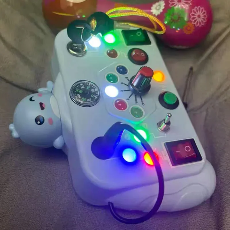 Cartoon Montessori Busy Sensory Toys With LED Light Switch Control Board Travel Activities Chiren Game For 2-4 Years_voghion.com