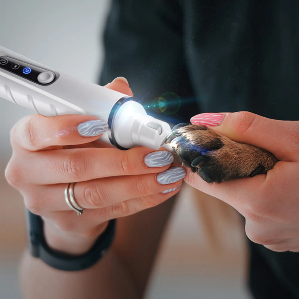 Electric Pet Nail Clippers Dog Nail Grinders With LED Light Rechargeable Dog Cat Paws Grooming Smoothing Trimmer Tool