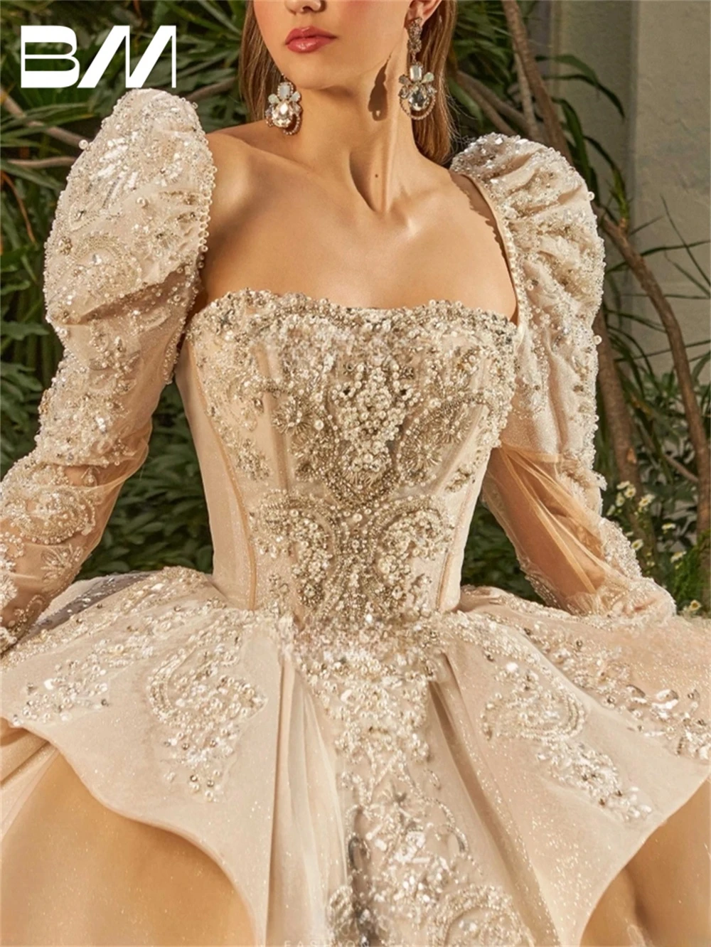 Beaded Rhinestones Sweet 15 16 Dress Ballgown Strapless Sequined Large Train Quinceanera Dress Cocktail Dresses