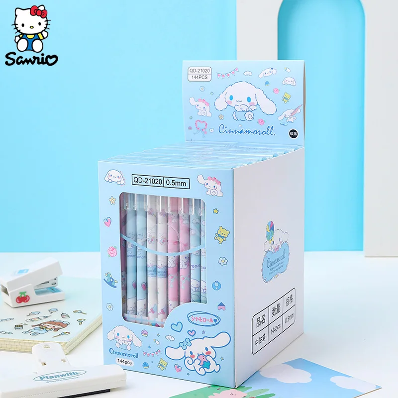 

Kawaii Sanrio Cinnamoroll 12pcs Black Neutral Pen Kuromi Hello Kitty Student Gel Pens Office Stationery School Supplies Gift Toy