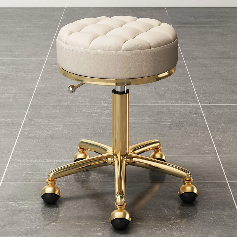 Vintage Fashion Swivel Stool Barber Shop Bench Golden Hairdressing Chair Massage Clinic Office Home Seat Cadeira Salon Furniture