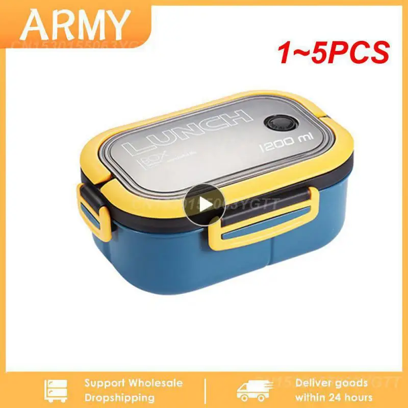 

1~5PCS New Portable Lunch Box 2 Layer Grid Children Student Bento Box with Fork Spoon Leakproof Microwavable Prevent Odor School