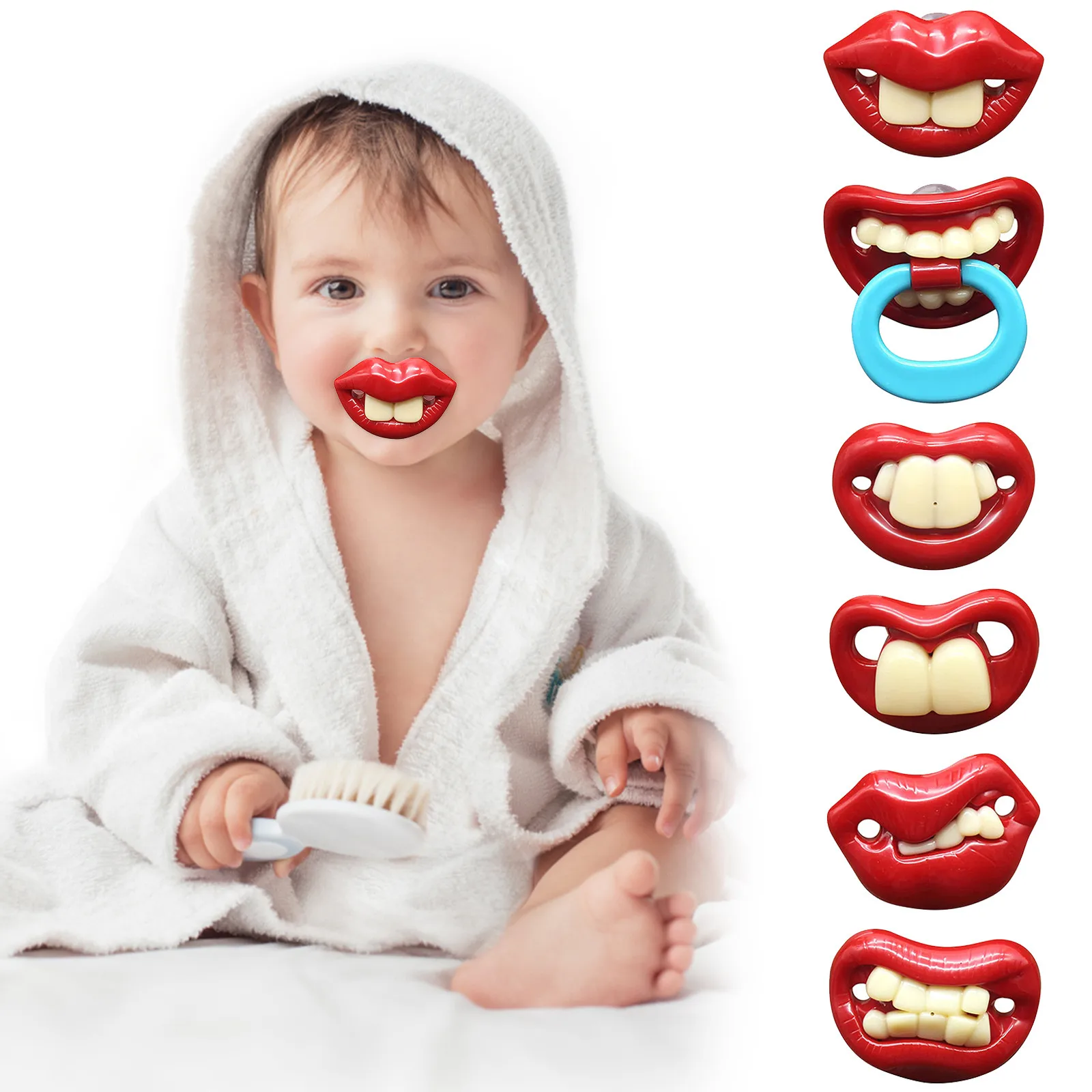Silicone Funny Baby Buck Teeth Pacifier Dummy Nipple Teether Appease