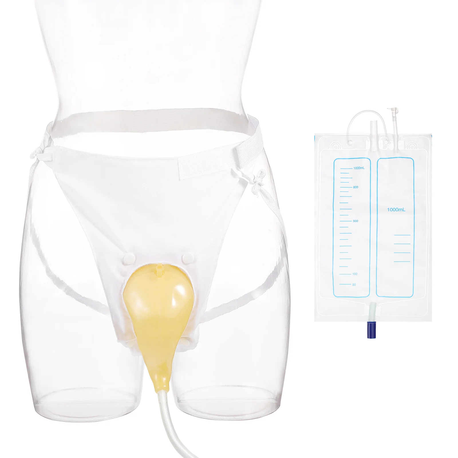 Women Urinary Drainage Bag Latex Sealed Wearable Urine Bag Urine Collection for Ladies 1 Set
