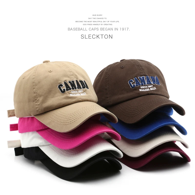 

SLECKTON Washed Cotton Baseball Cap for Men and Women Letter Embroidery Sun Hat Summer Outdoor Visor Peaked Caps Trucker Unisex