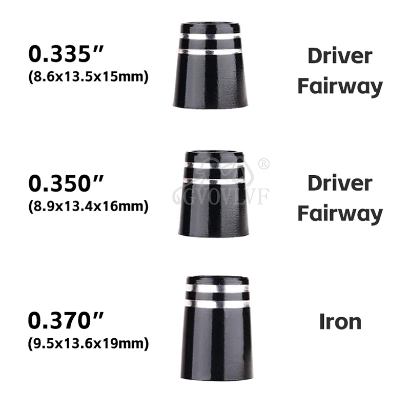 더블 크롬 링이 있는 골프 페룰, 블랙 사이즈 335,. 350 핏 드라이버 및 페어웨이 우드,. 370 핏 아이언 골프 액세서리, 10 개