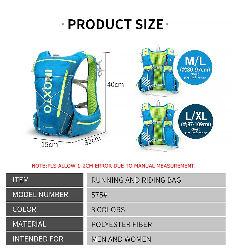 8L Running Hydration Running Vest Backpack Men Women Outdoor Sport Water Bags Trail Marathon Jogging Hiking Backpack Rucksack