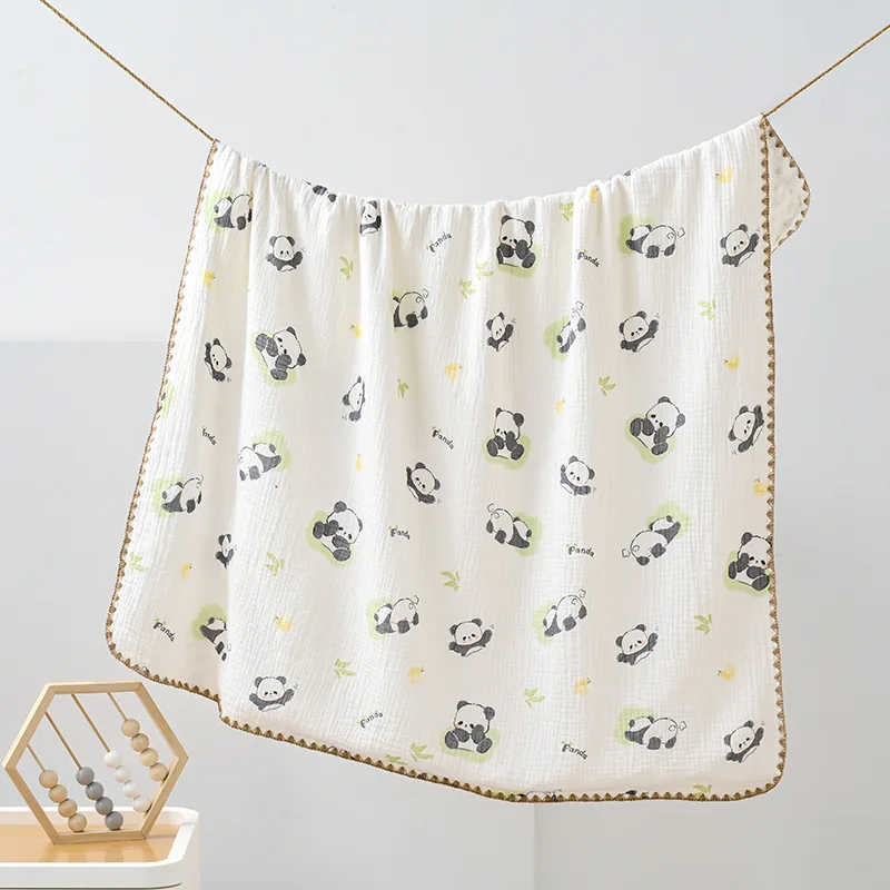 Coated A Newborn Spring and Summer Baby Wrapped Gauze Wrapping Bean Beanie Blanket Cotton Bag