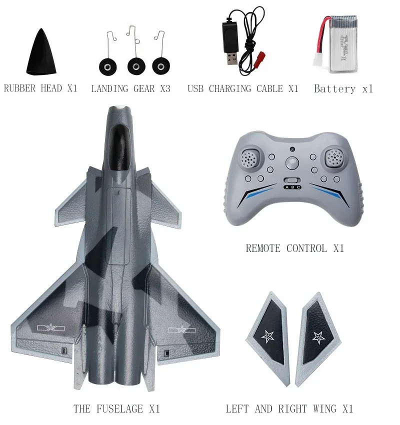 Fx9630 Rc Culvert Aircraft Glider J20 Fighter Radio-controlled 30mm EDF Ductd Aircraft Anti-collision Soft Rubber Nose Design 4