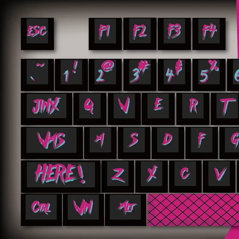Echome-arcane Jinx Tema Keycaps Pbt Dye-sublimação Keyboard Cap Perfil Cereja Custom Cap Xaile Key para Teclado Mecânico - Imagem 3