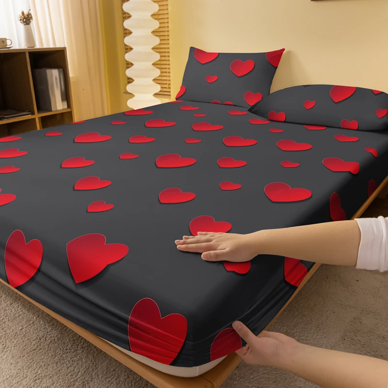 Description Picture 4 of item1 Piece of Love Surging Gray Patterned Matte Bedsheet, Bedroom Printed Bedspread, Bedding (Excluding Pillowcases)