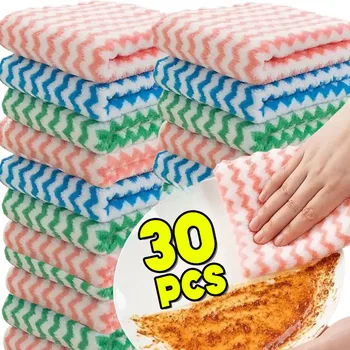 10/40PCS Strofinacci Super Assorbenti Panno di Pulizia in Pile di Corallo Addensato Cucina Lavaggio Piatti Stracci Finestre di Vetro Pulire Asciugamani 1