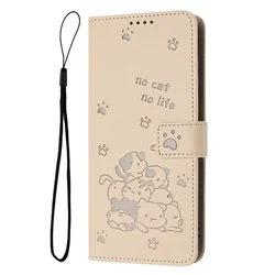 Custodia in Pelle Cat Leather Wallet con Stand e Porta Carte