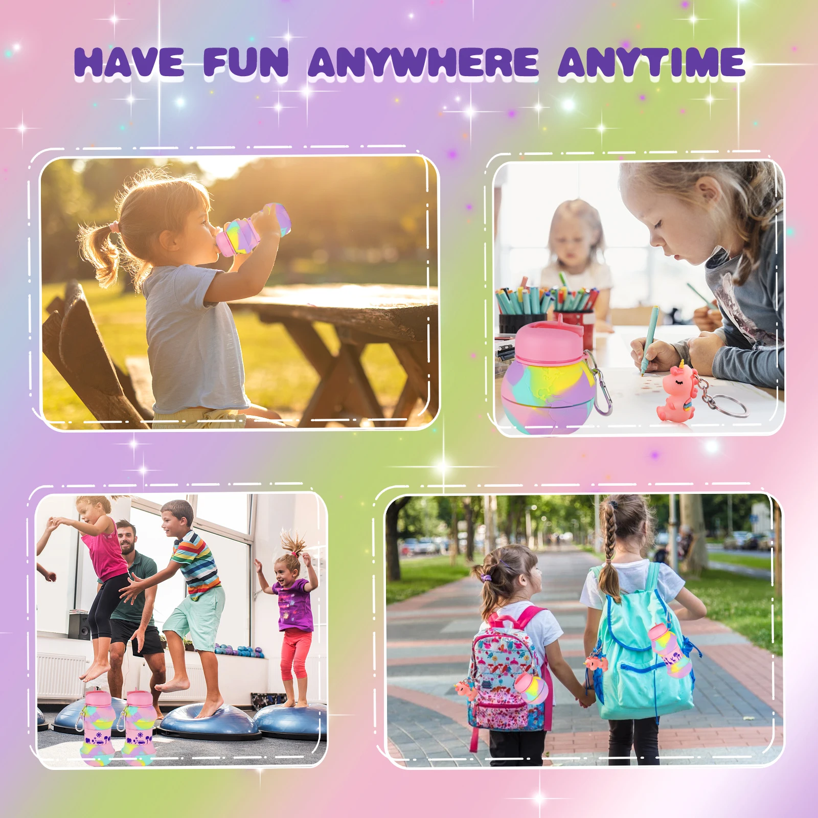 Water Bottle 550ML Creative Silicone BPA Free For Kids