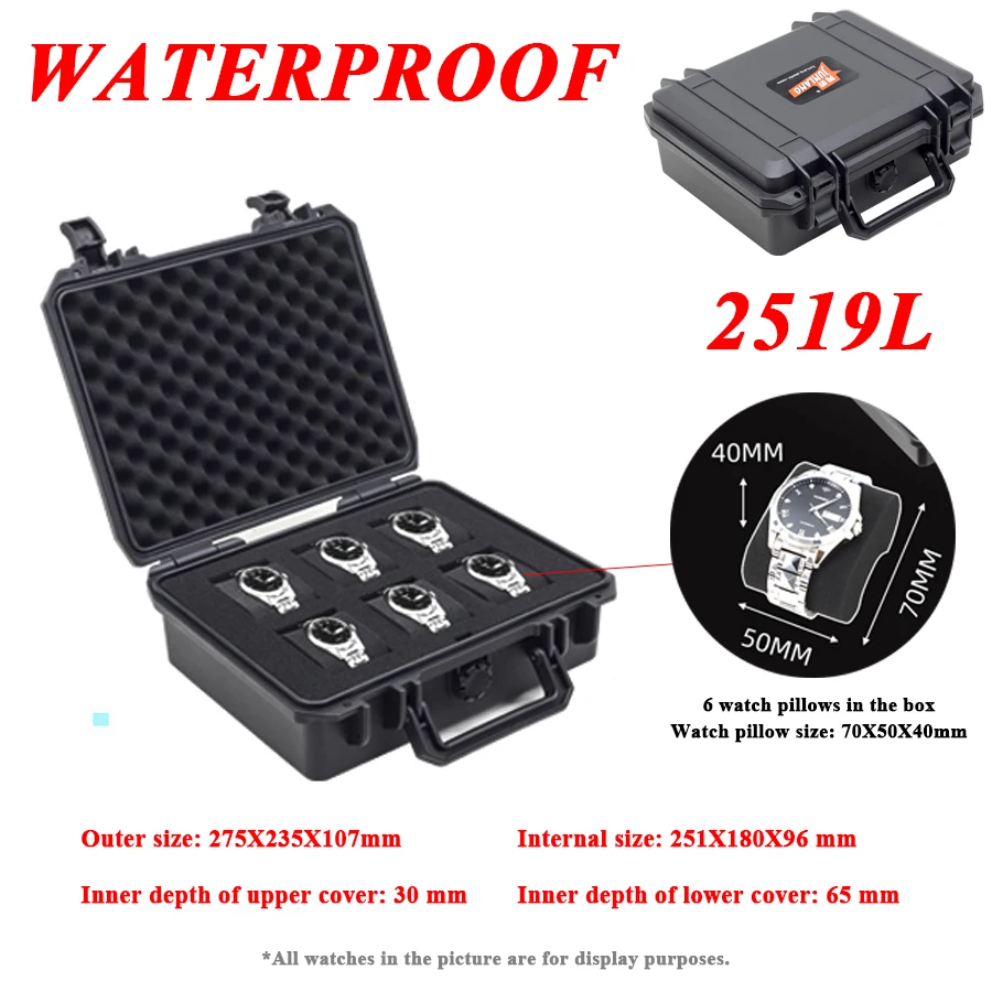 Portable Waterproof ABS Plastic Multi-Slot Watch Storage Case