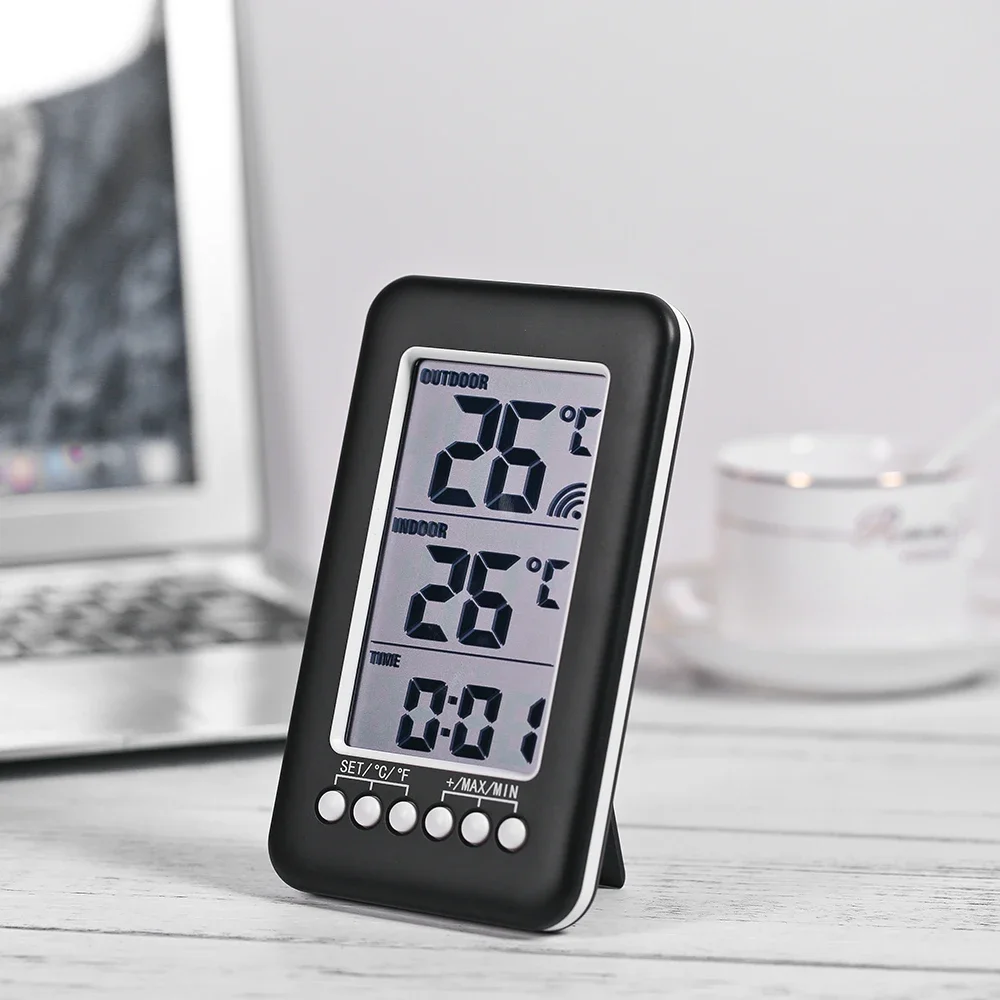 Digital Thermometer Meter With Clock Function Outdoor Indoor LCD Wireless Temperature Electronic Thermometers Weather Station - 2