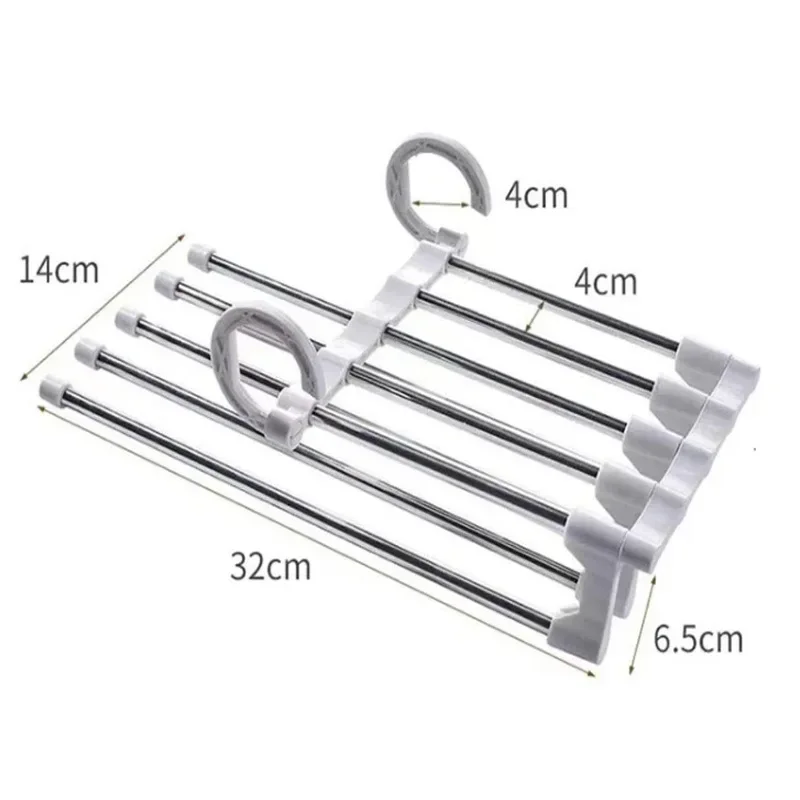 Pants Rack 1PC Telescopic Folding Multi-layer Hanger Household Magic Clip Wardrobe Storage