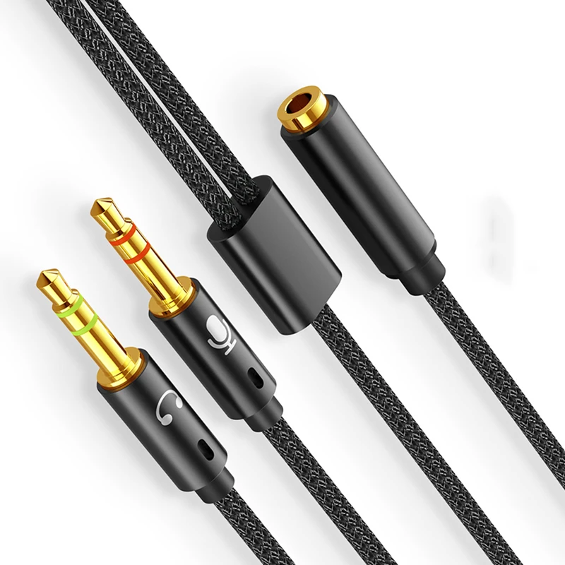 

1/8" 3.5mm Female-male Computer Headset Audio AUX Cable Headphone Mic Y Splitter Cord for PC Desktop Earphone Accessories