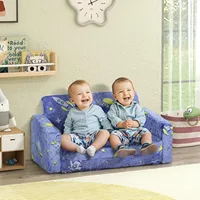 2 in 1 Kids Sofa Chair, Toddler Couch with Glow in The Dark Cosmic Patten, Washable Cover 2