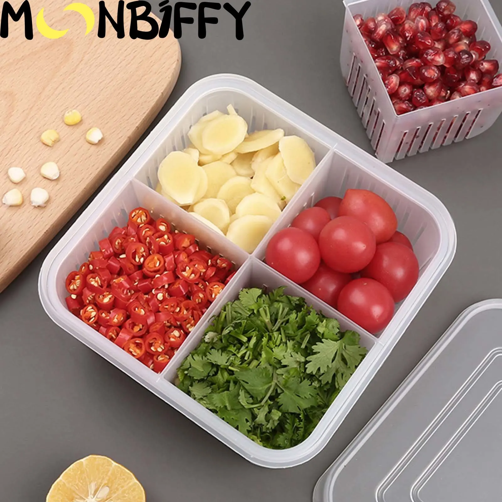 Sealed Lettuce Box Refrigerator Crisper Box with Lid Picnic Lunch Box  Microwaveable Fruit Salad Container Durable Fresh-keeper 