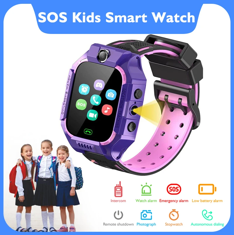 

2G Kids SOS Call Smart Watch LBS Tracker Location Sim Card Kid Watch Camera Voice Chat Waterproof Smartwatch For Children Gifts