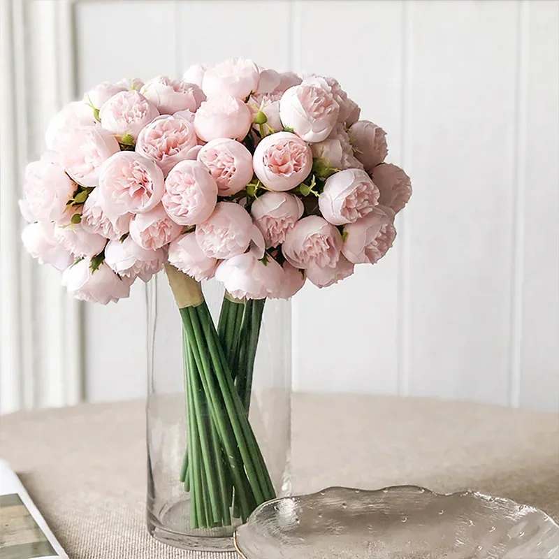 

27 Heads Roses Artificial Peony Silk Flowers Bouquets Fake Flower for Table Vase Arrange Home Party Bride Wedding Decoration