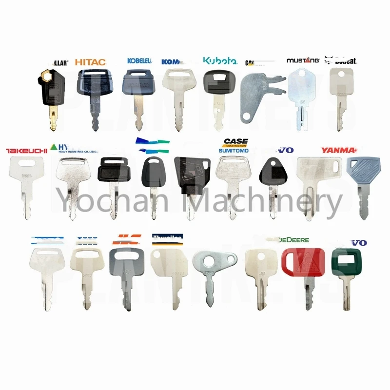 Heavy equipment ignition key-25 Key Machinery Master key Set For Caterpillar, Hitachi, Kobelco, Komatsu, Kubota, Mustang 5P8500, H800, 52160, 459A