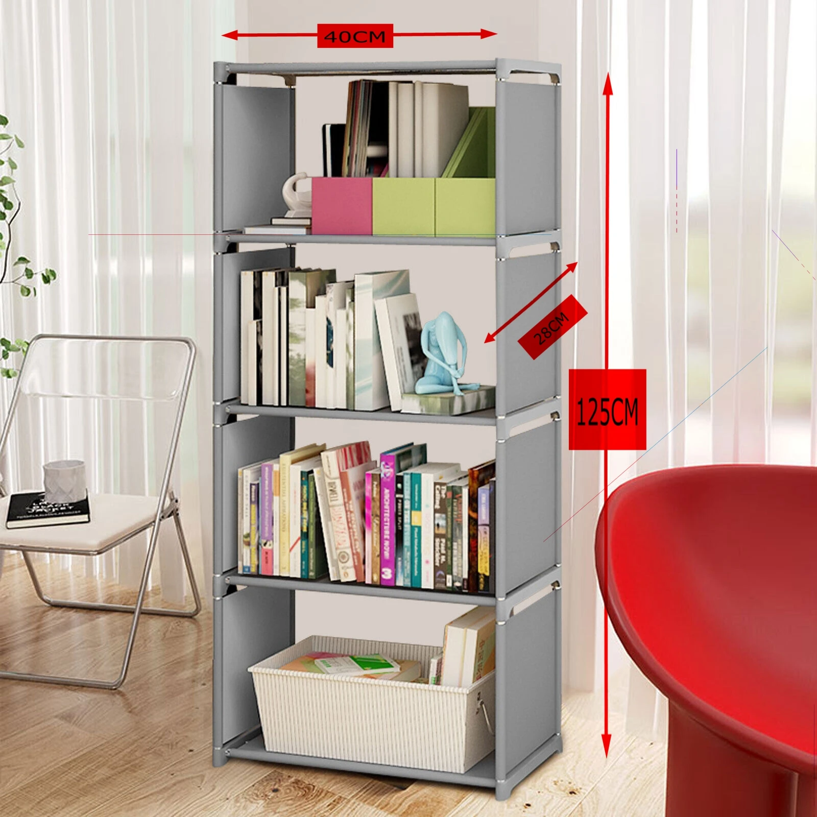 

Simple Bookshelf Storage Clothes Storage Shelves Shelving Cabinet Display Rack 4 Tier Combination Bedroom Room Storage Bookcase
